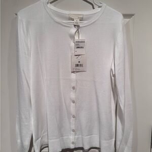 By Design White Long Sleeve Button Down Cardigan